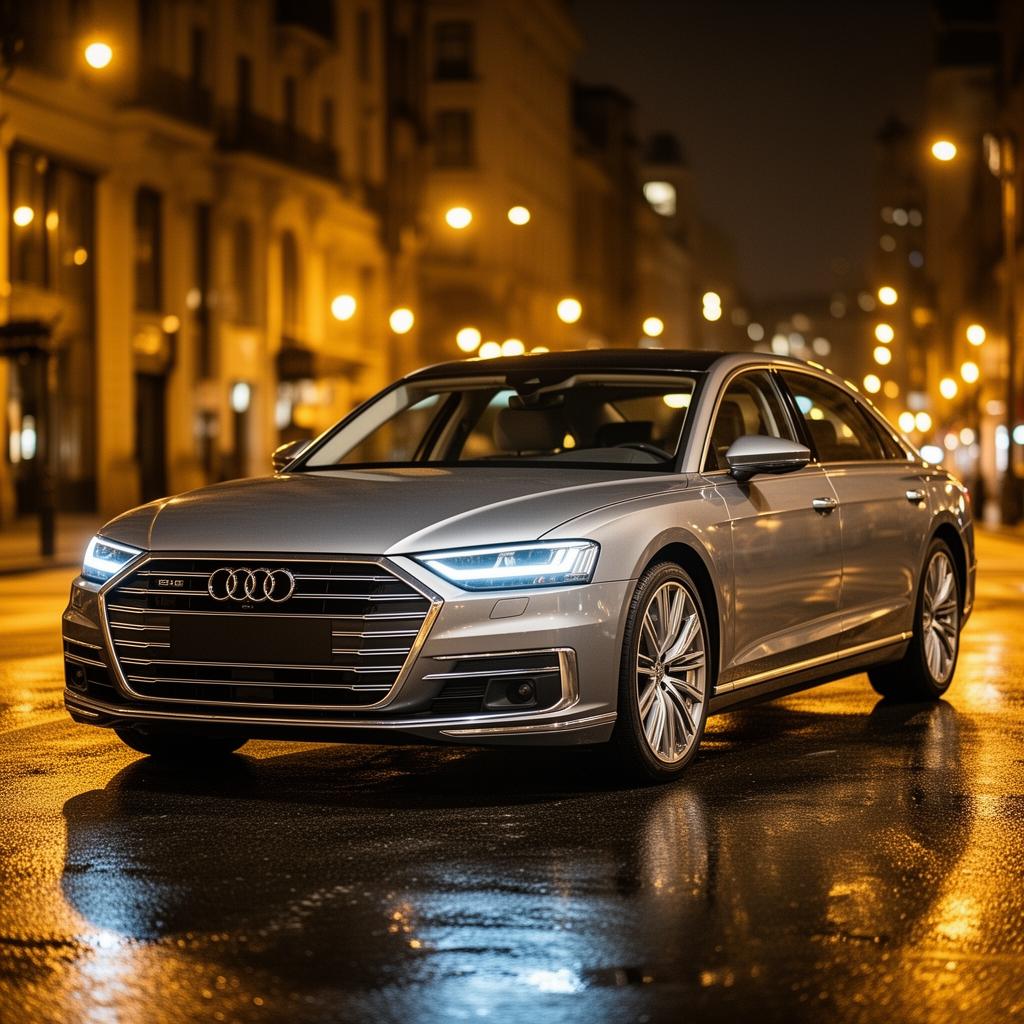 Audi A8 L Quattro estacionado à noite